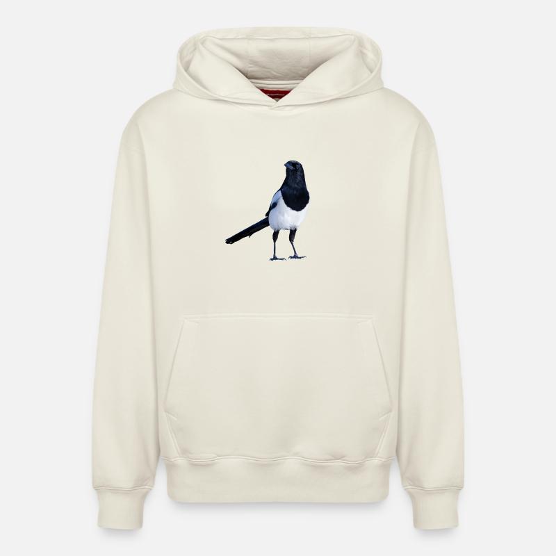 Pica pica - Sweat à capuche unisexe décontracté en coton biologique – de SPREAD - blanc cassé