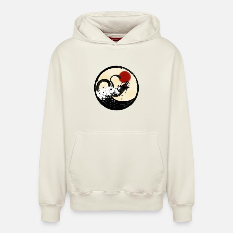 Dragon chinois - Sweat à capuche unisexe décontracté en coton biologique – de SPREAD - blanc cassé