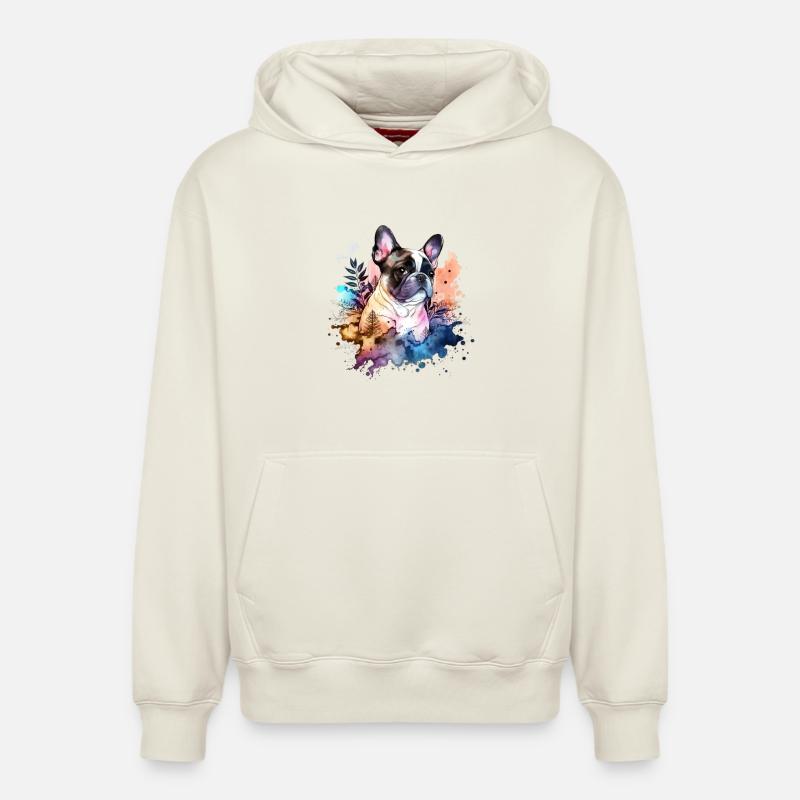 Bouledogue français - Sweat à capuche unisexe décontracté en coton biologique – de SPREAD - blanc cassé