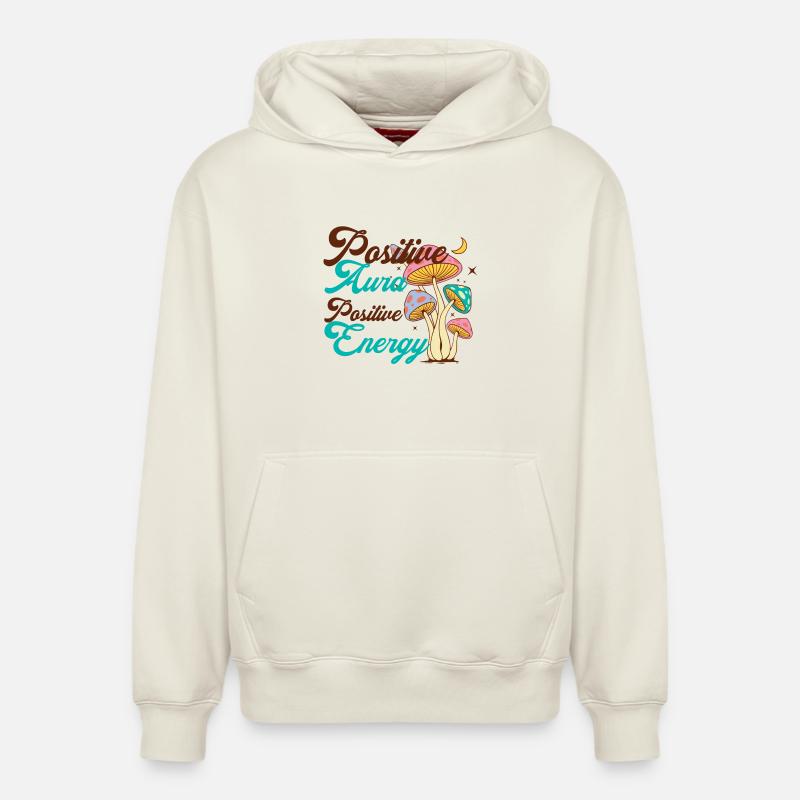 Énergie Champignon Psychédélique - Sweat à capuche unisexe décontracté en coton biologique – de SPREAD - blanc cassé