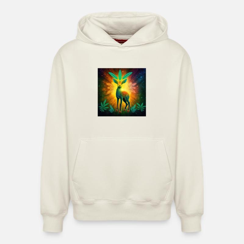 Biche astrale cannabis - Cannabiche - Sweat à capuche unisexe décontracté en coton biologique – de SPREAD - blanc cassé