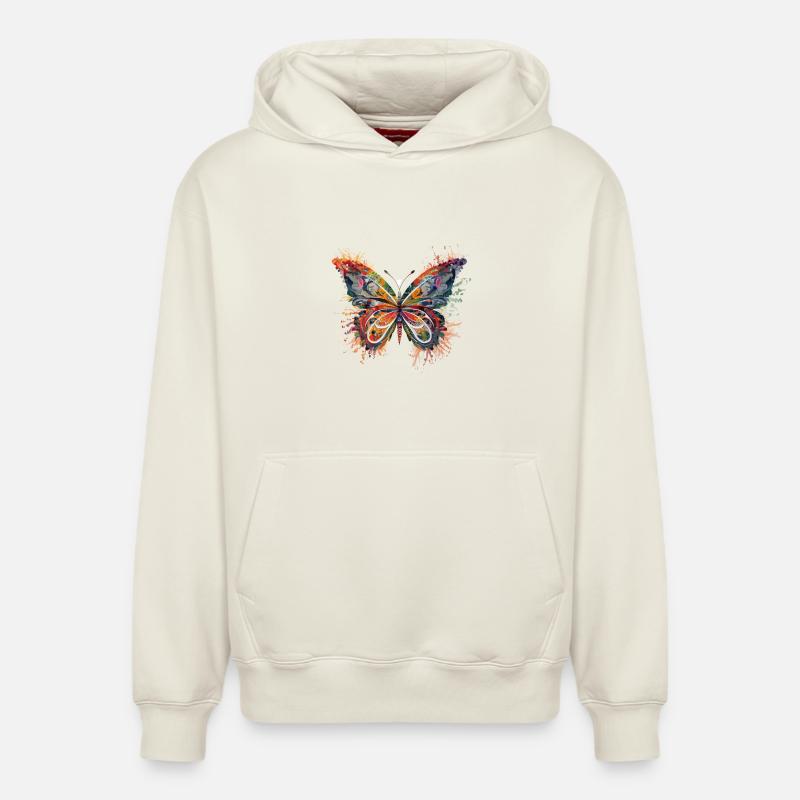 Papillon - Sweat à capuche unisexe décontracté en coton biologique – de SPREAD - blanc cassé