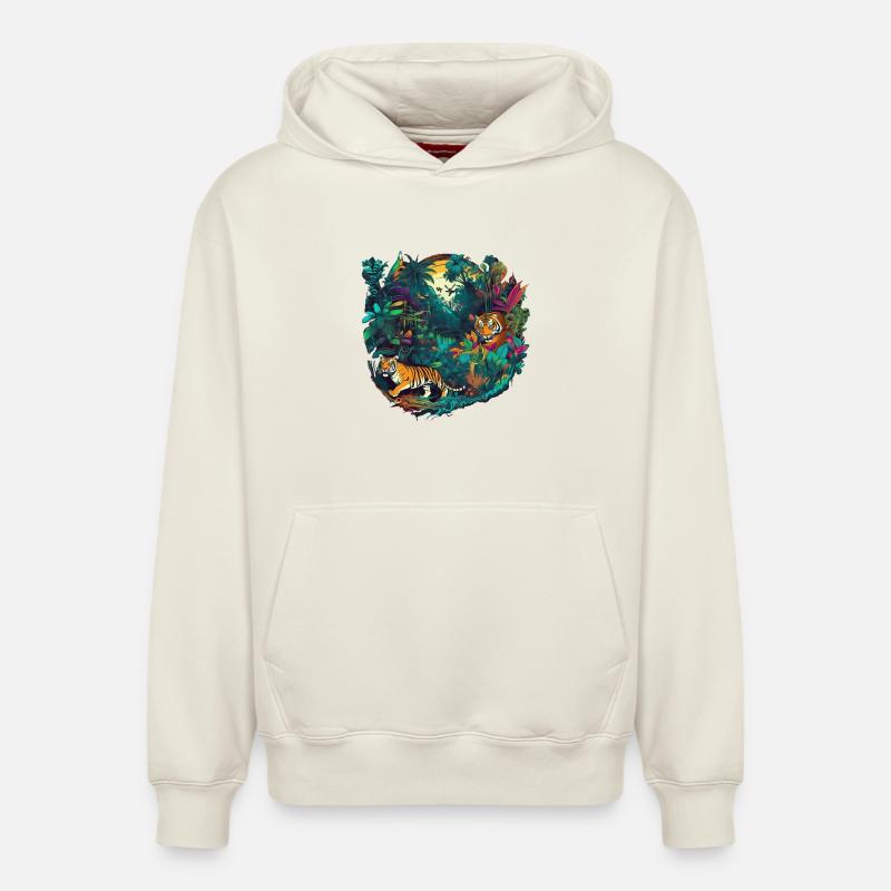 Jungle - Sweat à capuche unisexe décontracté en coton biologique – de SPREAD - blanc cassé