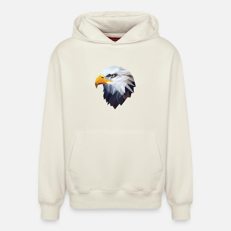 Aigle stylisé, géométrique - Sweat à capuche unisexe décontracté en coton biologique – de SPREAD - blanc cassé