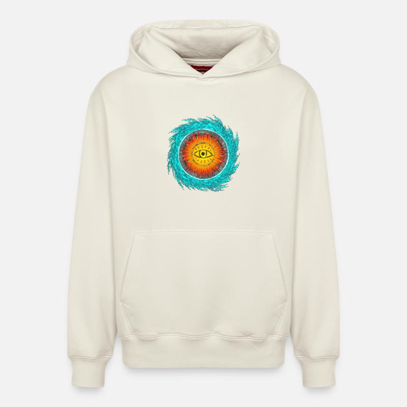 Conception du tsunami oculaire - Sweat à capuche unisexe décontracté en coton biologique – de SPREAD - blanc cassé