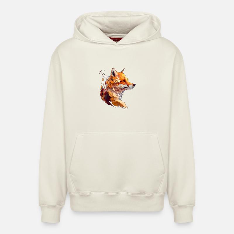 Polygon Fox Design, Pretty Fox - Sweat à capuche unisexe décontracté en coton biologique – de SPREAD - blanc cassé