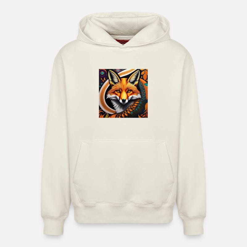 Renard - Sweat à capuche unisexe décontracté en coton biologique – de SPREAD - blanc cassé