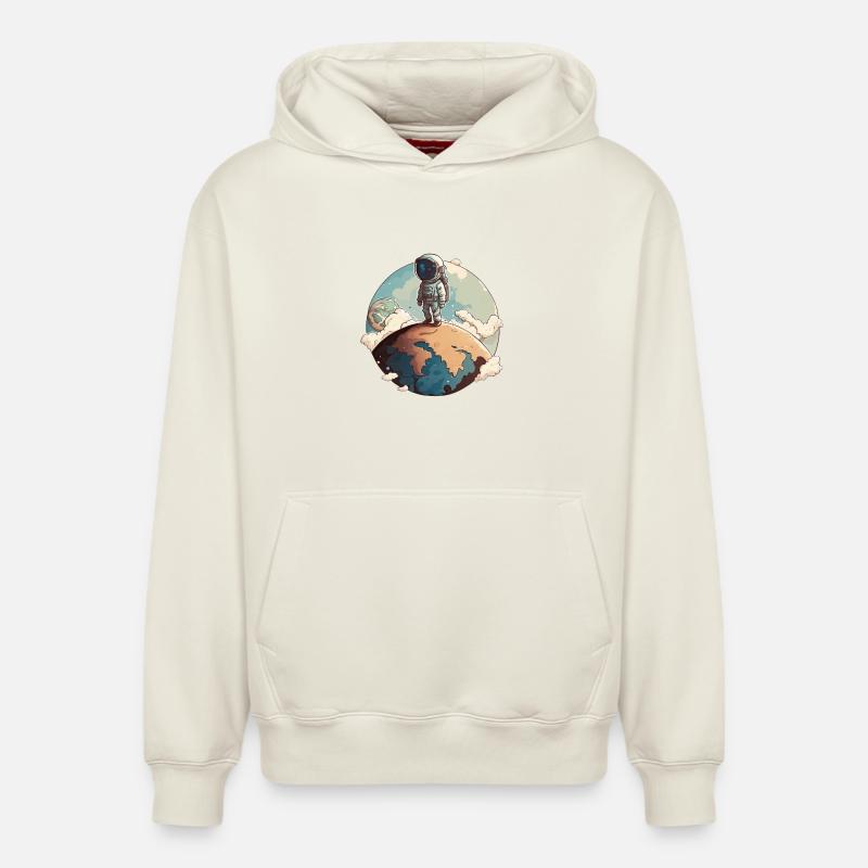 Fly me to the moon - Sweat à capuche unisexe décontracté en coton biologique – de SPREAD - blanc cassé