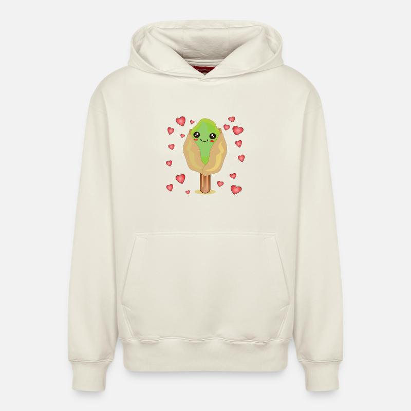 GLACE À LA PISTACHE - Sweat à capuche unisexe décontracté en coton biologique – de SPREAD - blanc cassé