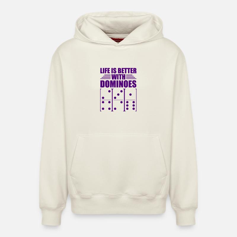 Conception de domino - Sweat à capuche unisexe décontracté en coton biologique – de SPREAD - blanc cassé