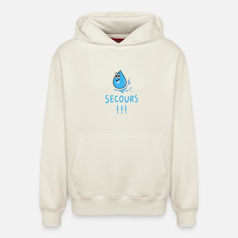 Eau secours - Sweat à capuche unisexe décontracté en coton biologique – de SPREAD - blanc cassé