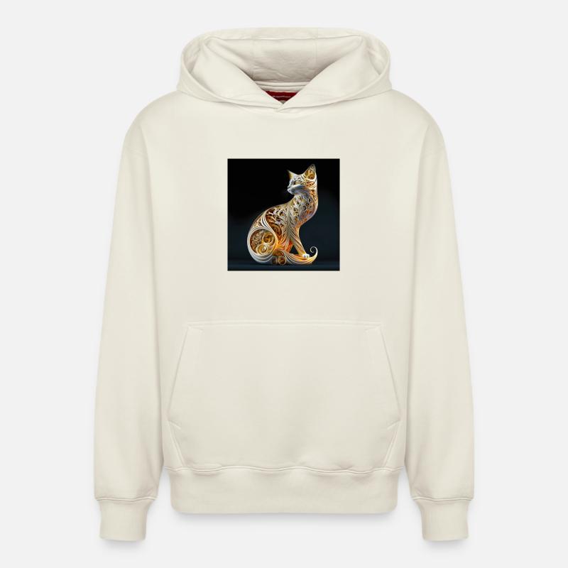 Cat 01 - Sweat à capuche unisexe décontracté en coton biologique – de SPREAD - blanc cassé