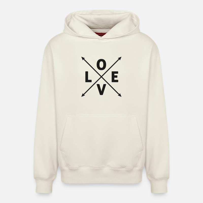 Flèches d’AMOUR - Sweat à capuche unisexe décontracté en coton biologique – de SPREAD - blanc cassé