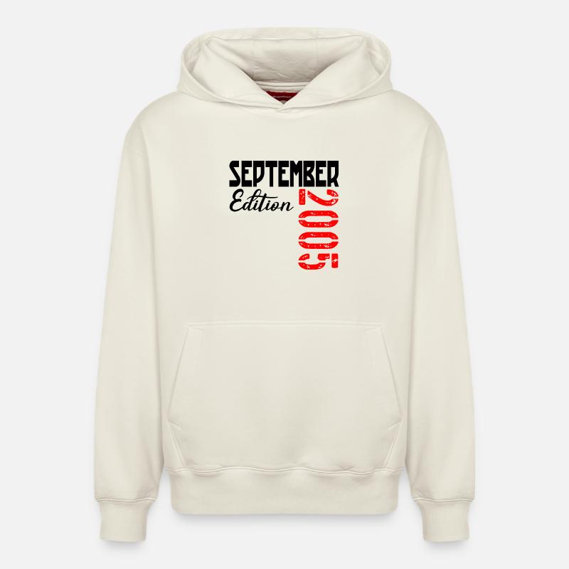 SEPTEMBRE 2005 - 21E ANNIVERSAIRE - Sweat à capuche unisexe décontracté en coton biologique – de SPREAD - blanc cassé