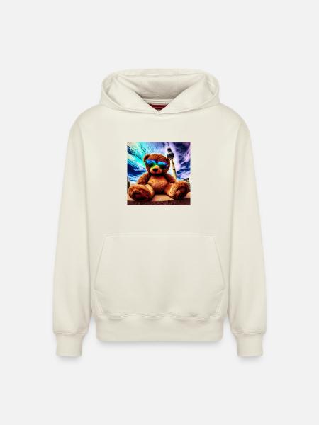 Teddy in Berlin II - Relaxed Unisex Organic Hoodie – von SPREAD - Naturweiß