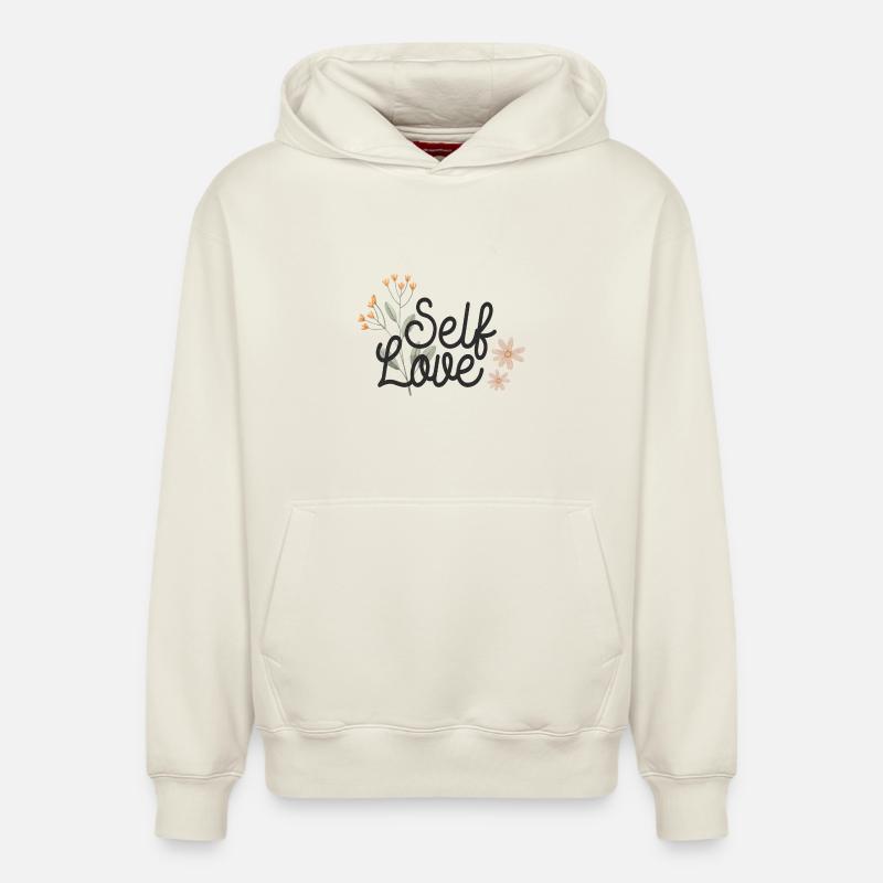 Amour de soi - Sweat à capuche unisexe décontracté en coton biologique – de SPREAD - blanc cassé