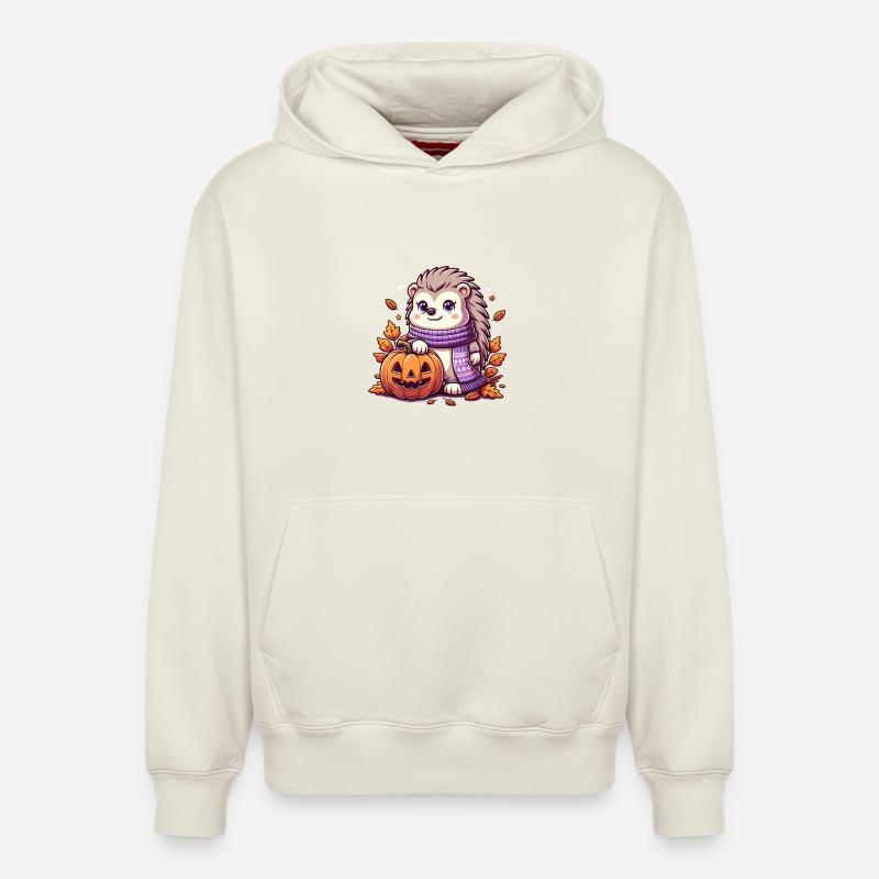 Halloween, hérisson - Sweat à capuche unisexe décontracté en coton biologique – de SPREAD - blanc cassé