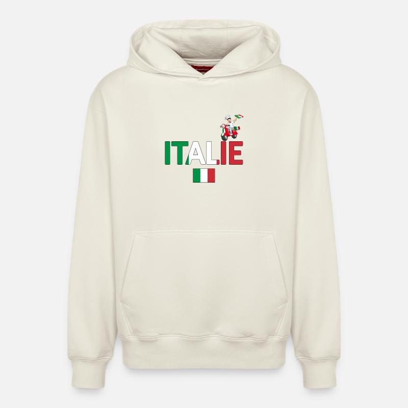 Italie - Sweat à capuche unisexe décontracté en coton biologique – de SPREAD - blanc cassé
