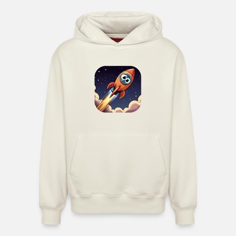 Comic Rakete mit Augen - Relaxed Unisex Organic Hoodie – von SPREAD - Naturweiß
