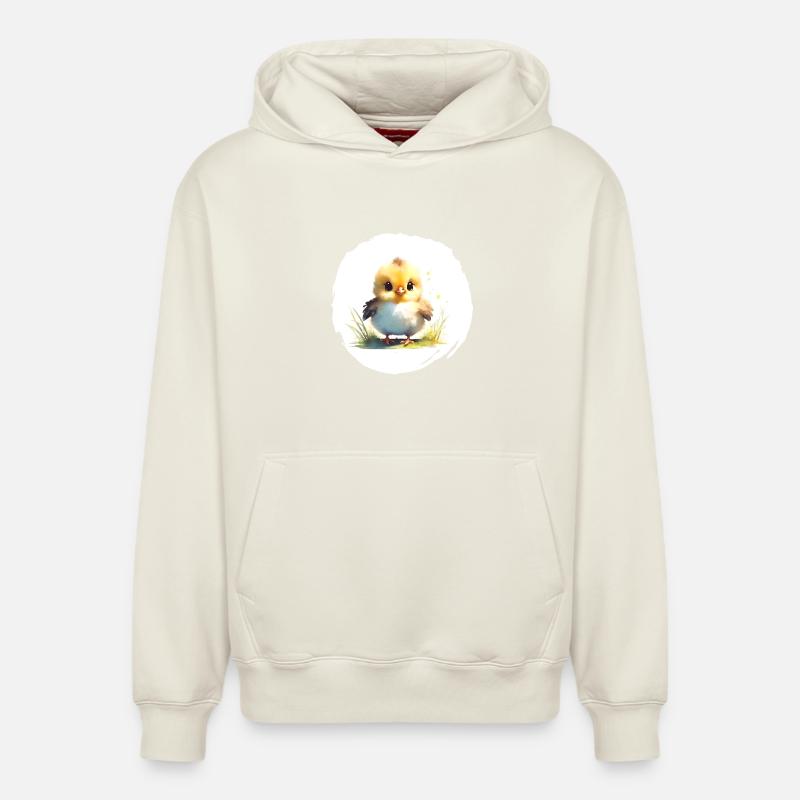 Aquarelle de poussin - Sweat à capuche unisexe décontracté en coton biologique – de SPREAD - blanc cassé