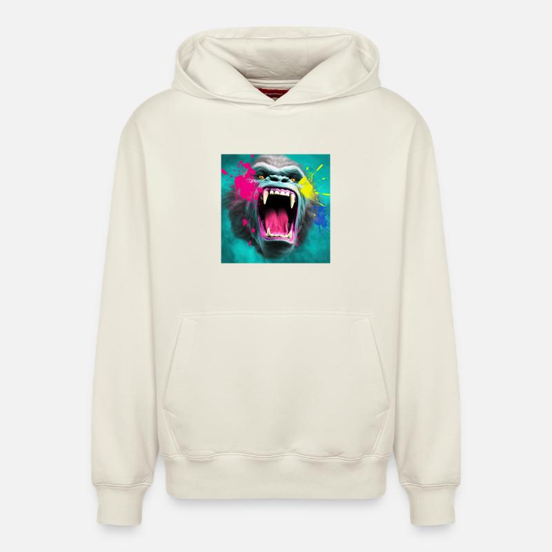 Gorille 04 - Sweat à capuche unisexe décontracté en coton biologique – de SPREAD - blanc cassé