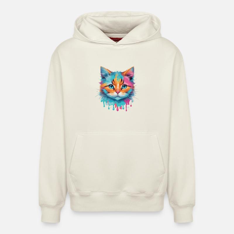 Chat mignon - Sweat à capuche unisexe décontracté en coton biologique – de SPREAD - blanc cassé