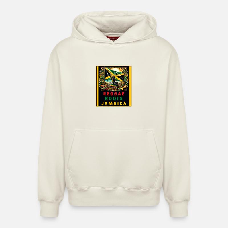 Reggae roots Jamaïque - Sweat à capuche unisexe décontracté en coton biologique – de SPREAD - blanc cassé