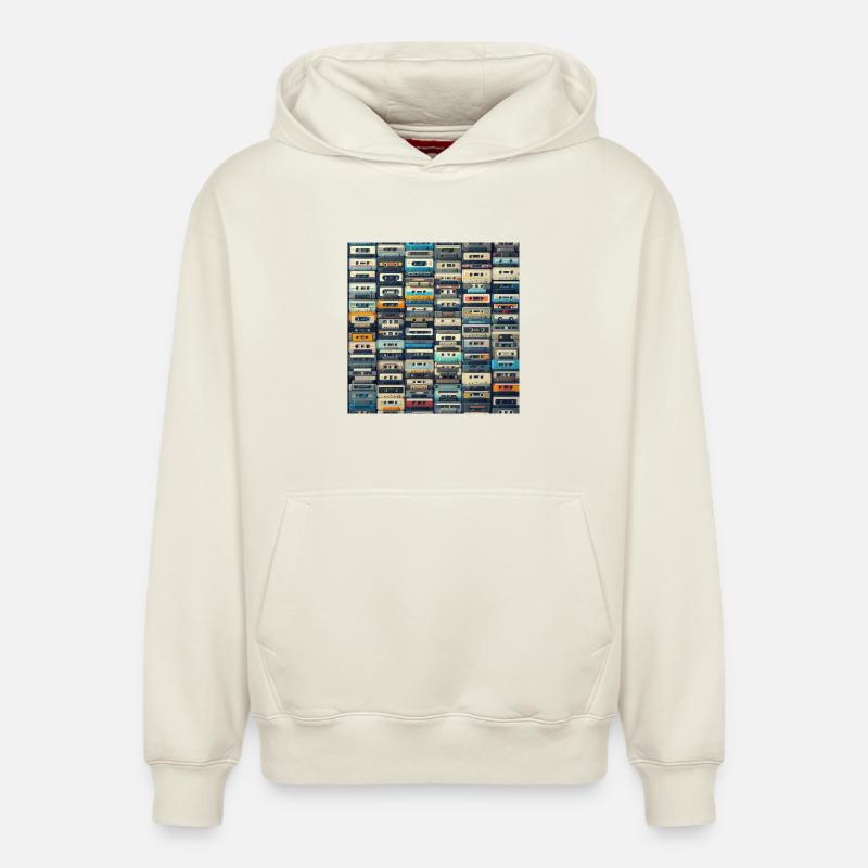 Cassette audio - Sweat à capuche unisexe décontracté en coton biologique – de SPREAD - blanc cassé