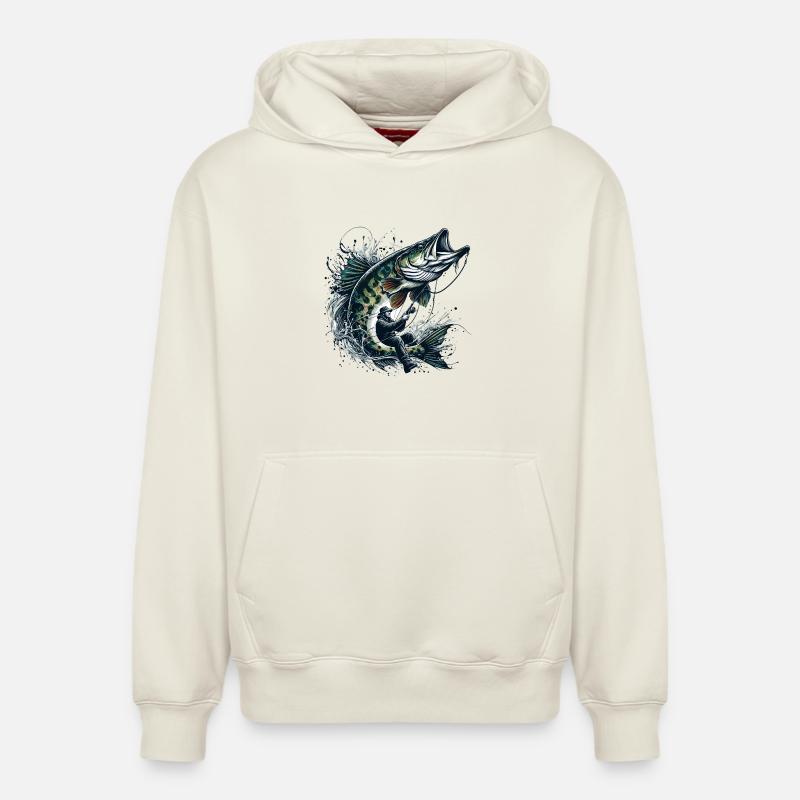 Cadeau de pêche Pike - Sweat à capuche unisexe décontracté en coton biologique – de SPREAD - blanc cassé