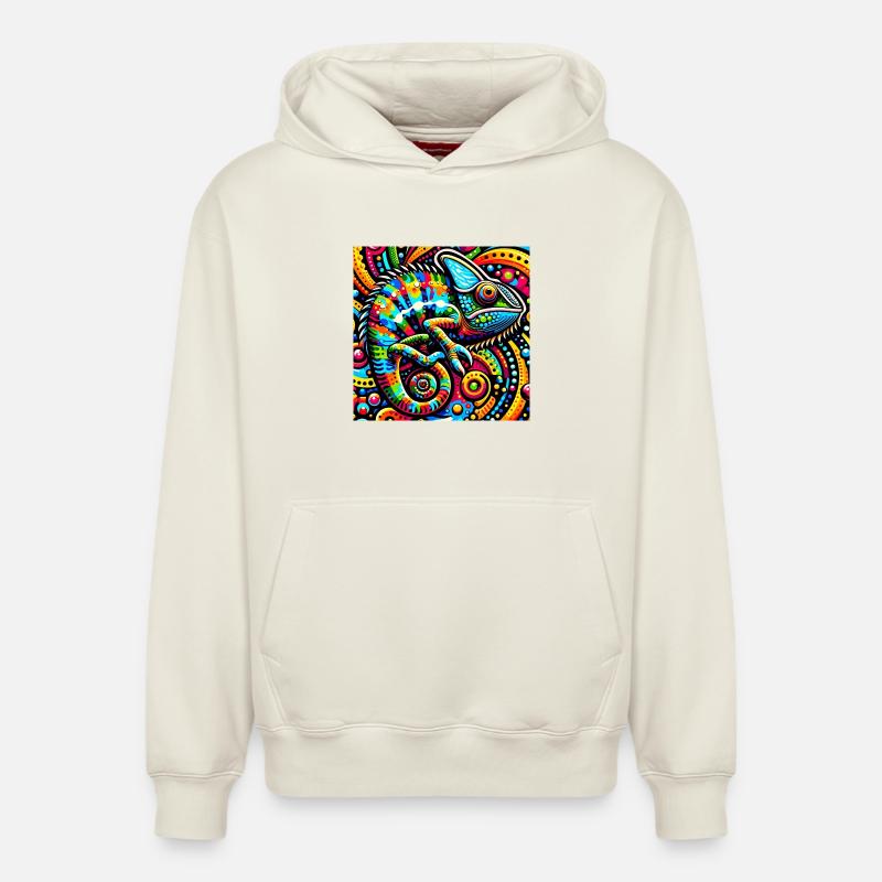 Caméléon Pop Art - Sweat à capuche unisexe décontracté en coton biologique – de SPREAD - blanc cassé