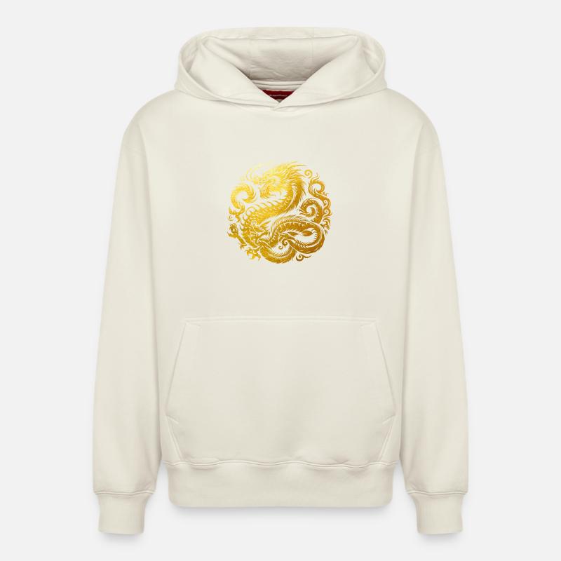 Tatouage de dragon chinois - Sweat à capuche unisexe décontracté en coton biologique – de SPREAD - blanc cassé