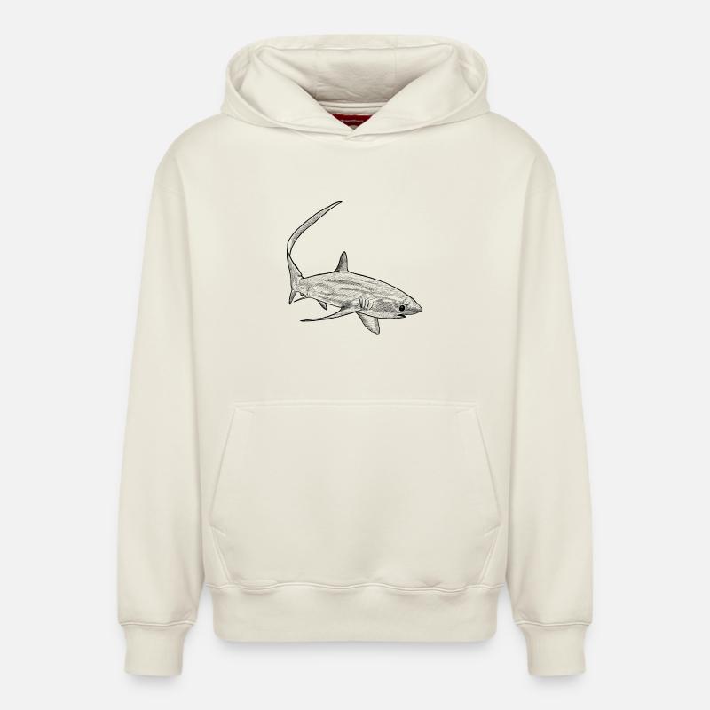 Requin renard - Sweat à capuche unisexe décontracté en coton biologique – de SPREAD - blanc cassé