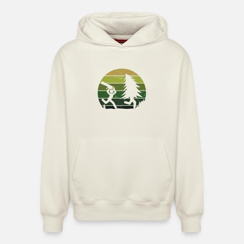 Arbre bûcheron sciure sciure bois bois - Sweat à capuche unisexe décontracté en coton biologique – de SPREAD - blanc cassé