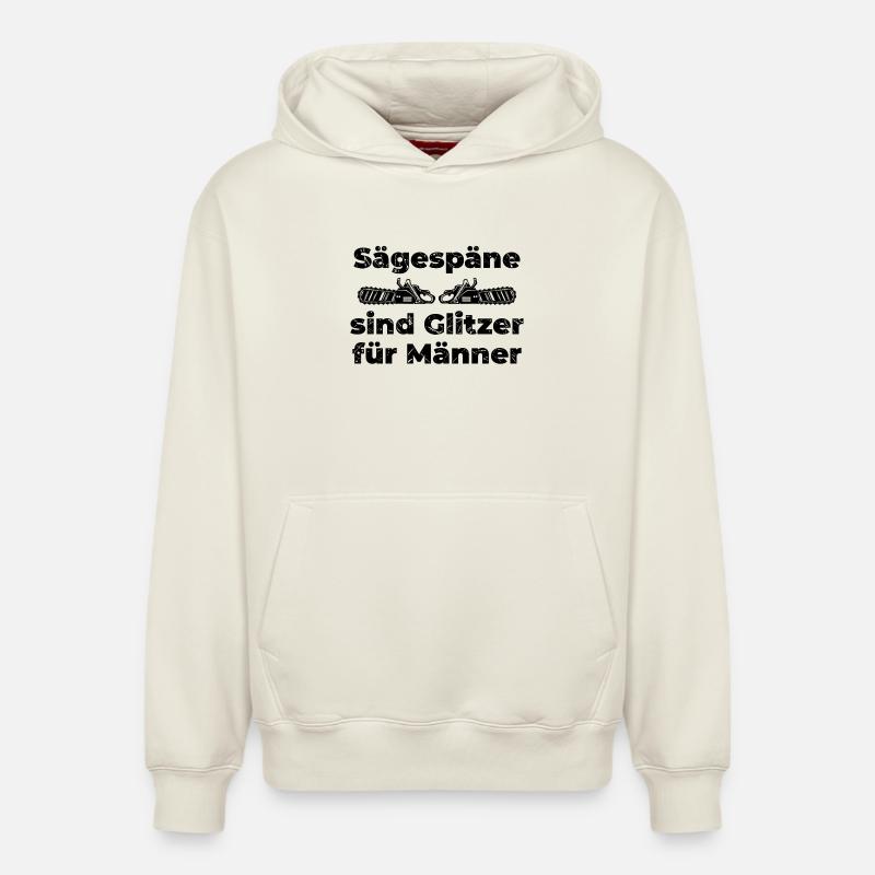 Scie bûcheron sciure déclaration boiseries - Sweat à capuche unisexe décontracté en coton biologique – de SPREAD - blanc cassé
