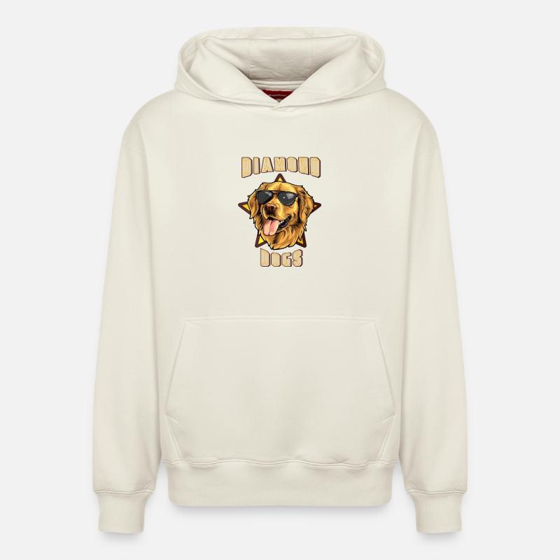Chiens de diamant - Sweat à capuche unisexe décontracté en coton biologique – de SPREAD - blanc cassé