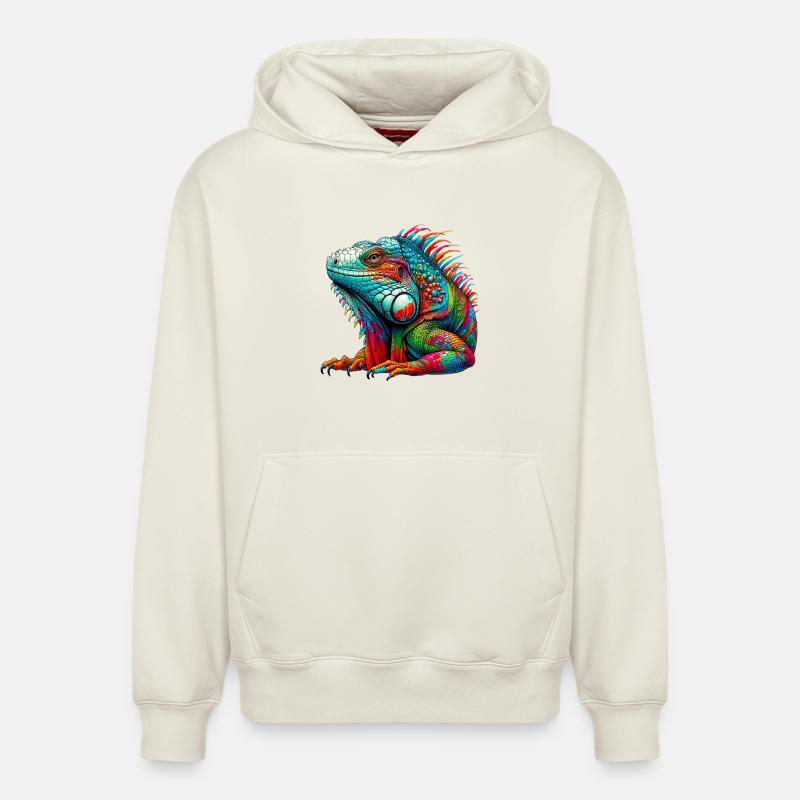 Iguane - Sweat à capuche unisexe décontracté en coton biologique – de SPREAD - blanc cassé