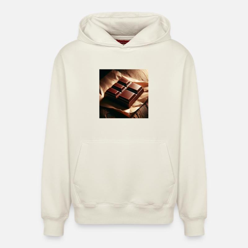 Chocolat - Sweat à capuche unisexe décontracté en coton biologique – de SPREAD - blanc cassé