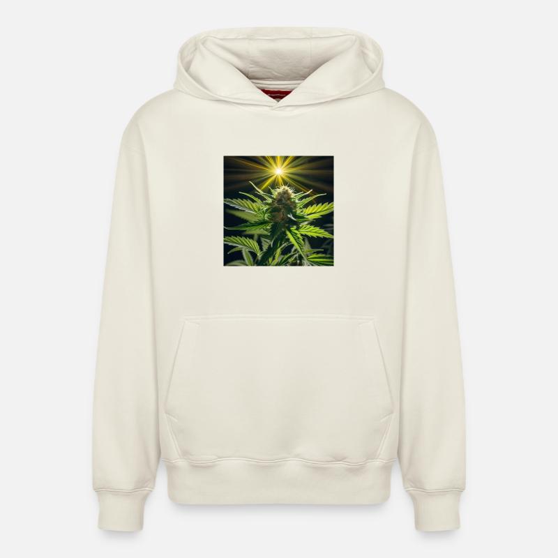 Cannabis 4 - Sweat à capuche unisexe décontracté en coton biologique – de SPREAD - blanc cassé