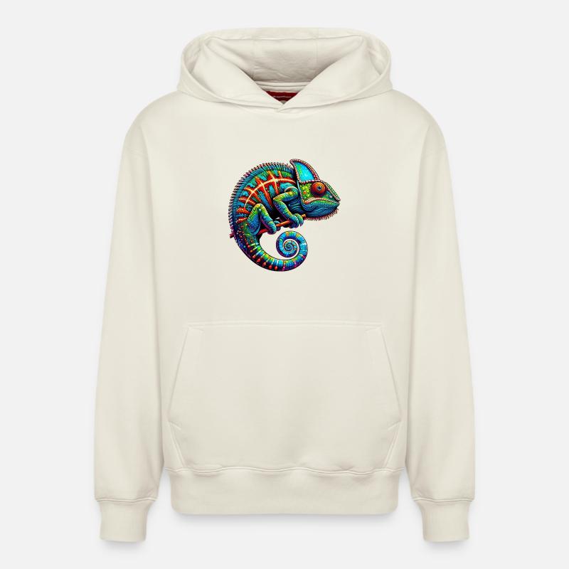 Caméléon - Sweat à capuche unisexe décontracté en coton biologique – de SPREAD - blanc cassé