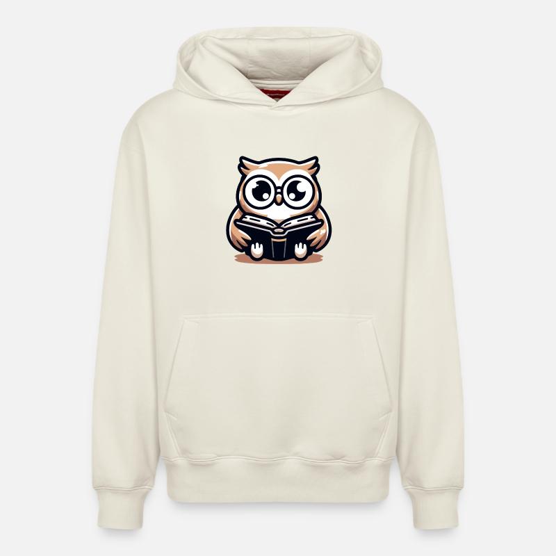 Weiser Eulenleser-Buch-Talisman - Relaxed Unisex Organic Hoodie – von SPREAD - Naturweiß