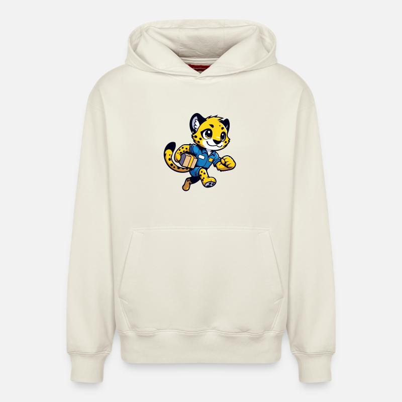 Speedster Cheetah : Le Courrier Rapide - Sweat à capuche unisexe décontracté en coton biologique – de SPREAD - blanc cassé
