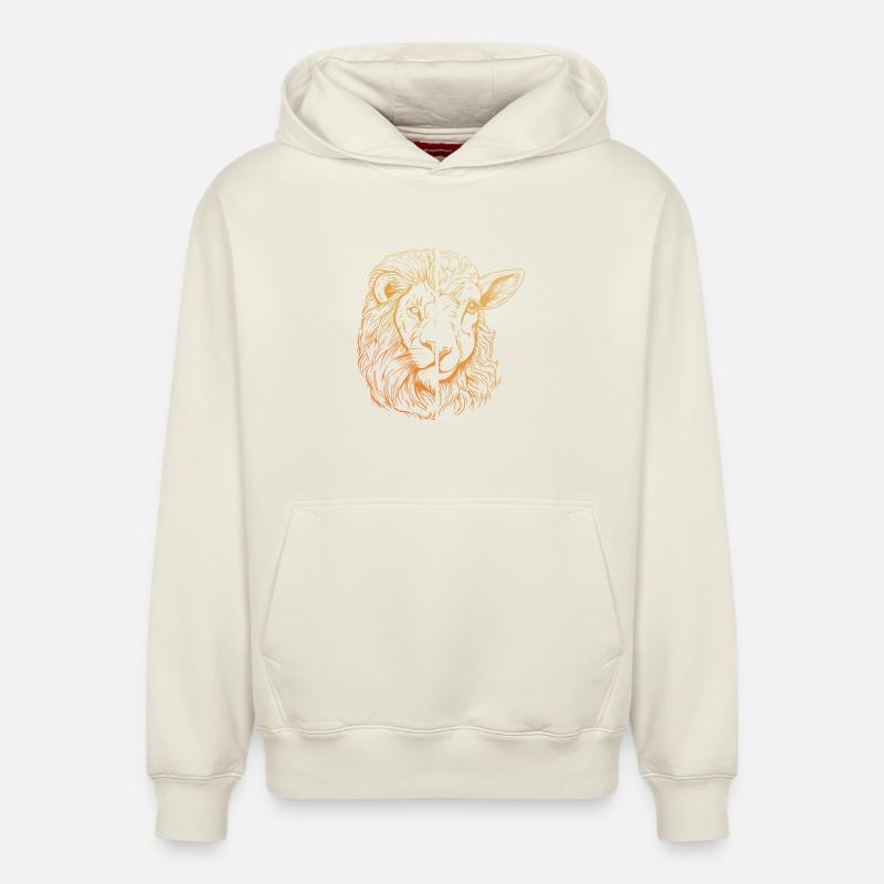 Lion et agneau - Sweat à capuche unisexe décontracté en coton biologique – de SPREAD - blanc cassé