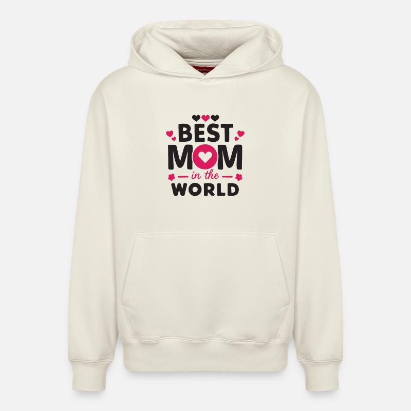 Meilleure maman du monde - Sweat à capuche unisexe décontracté en coton biologique – de SPREAD - blanc cassé