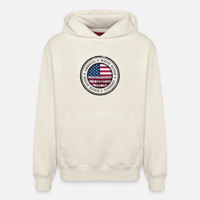 Drapeau Capitole Cercle - Sweat à capuche unisexe décontracté en coton biologique – de SPREAD - blanc cassé