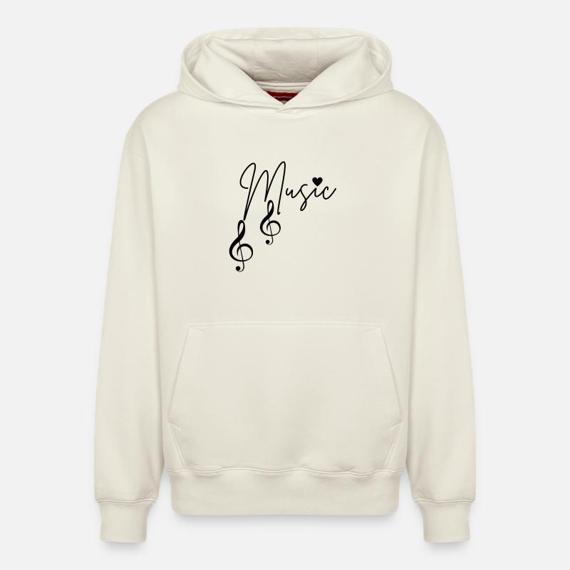 Notes de musique - Sweat à capuche unisexe décontracté en coton biologique – de SPREAD - blanc cassé