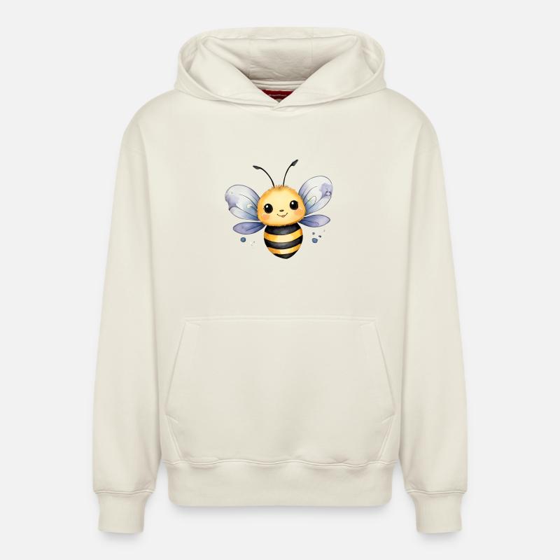 Petite abeille - Sweat à capuche unisexe décontracté en coton biologique – de SPREAD - blanc cassé