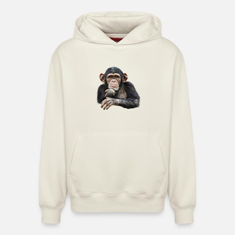 Chimpanzé - Sweat à capuche unisexe décontracté en coton biologique – de SPREAD - blanc cassé