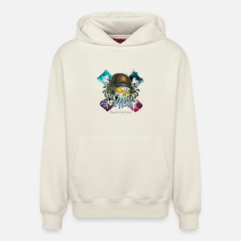 Freakhead cthulhique - Sweat à capuche unisexe décontracté en coton biologique – de SPREAD - blanc cassé