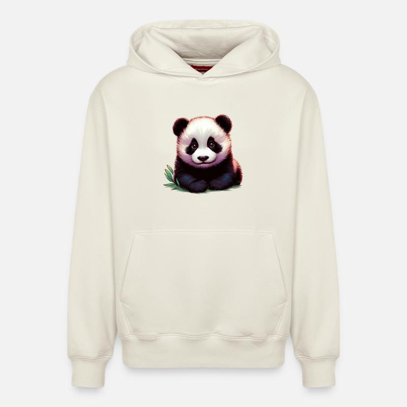 Panda - Sweat à capuche unisexe décontracté en coton biologique – de SPREAD - blanc cassé