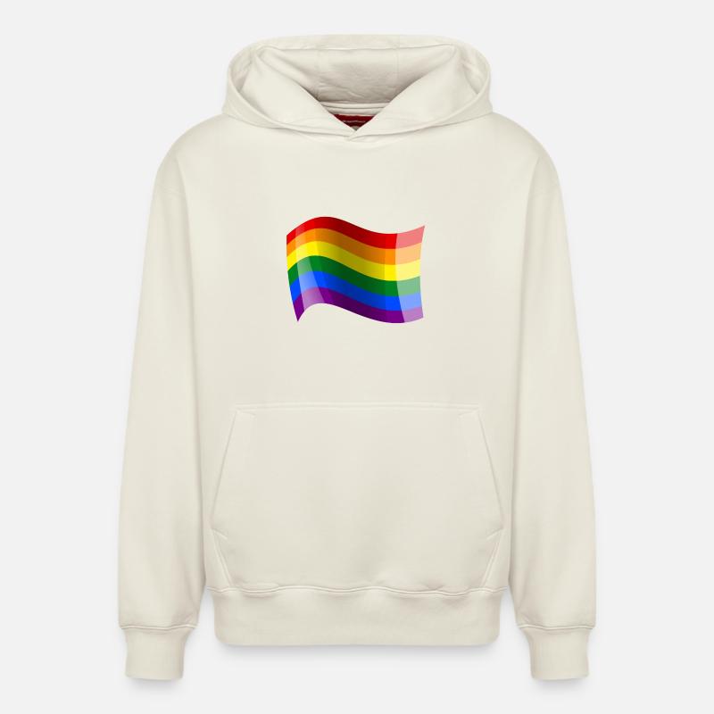 Drapeau arc-en-ciel agité - Sweat à capuche unisexe décontracté en coton biologique – de SPREAD - blanc cassé